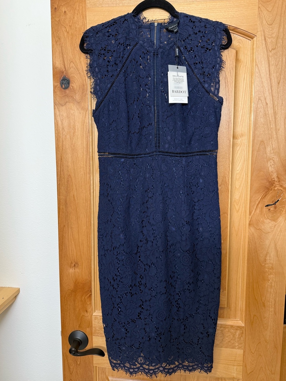 Bardot Navy Floral Lace Midi Dress